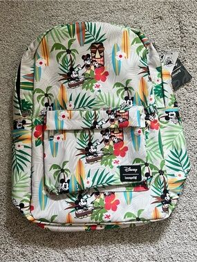 Loungefly Disney Mickey Tropical Surf Backpack - White, Green, Red, Yellow